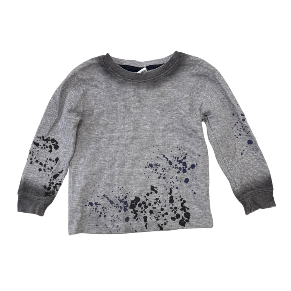 Mish Boys waffle ombré  with blue splatter long sleeve shirt size 4 EUC like new